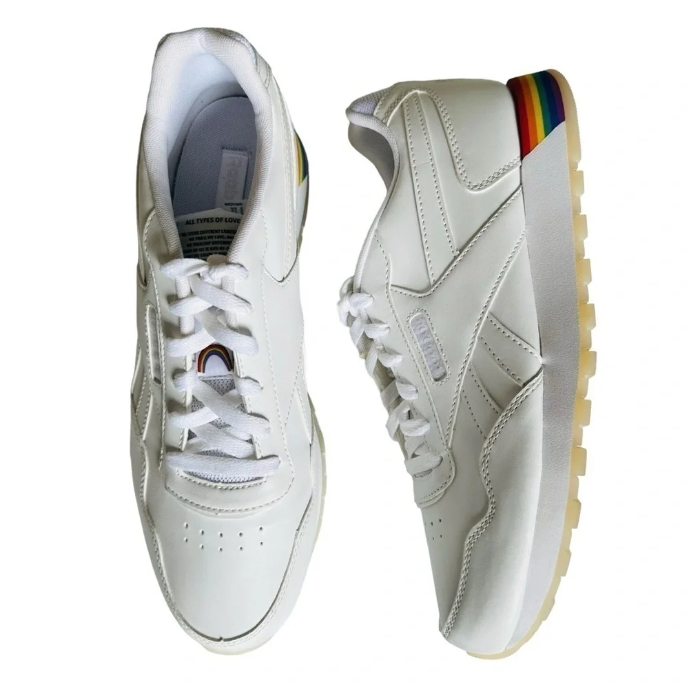 NWOT REEBOK CLASSIC HARMAN RUN ‘S’ PRIDE WHITE SNEAKERS SIZE 11